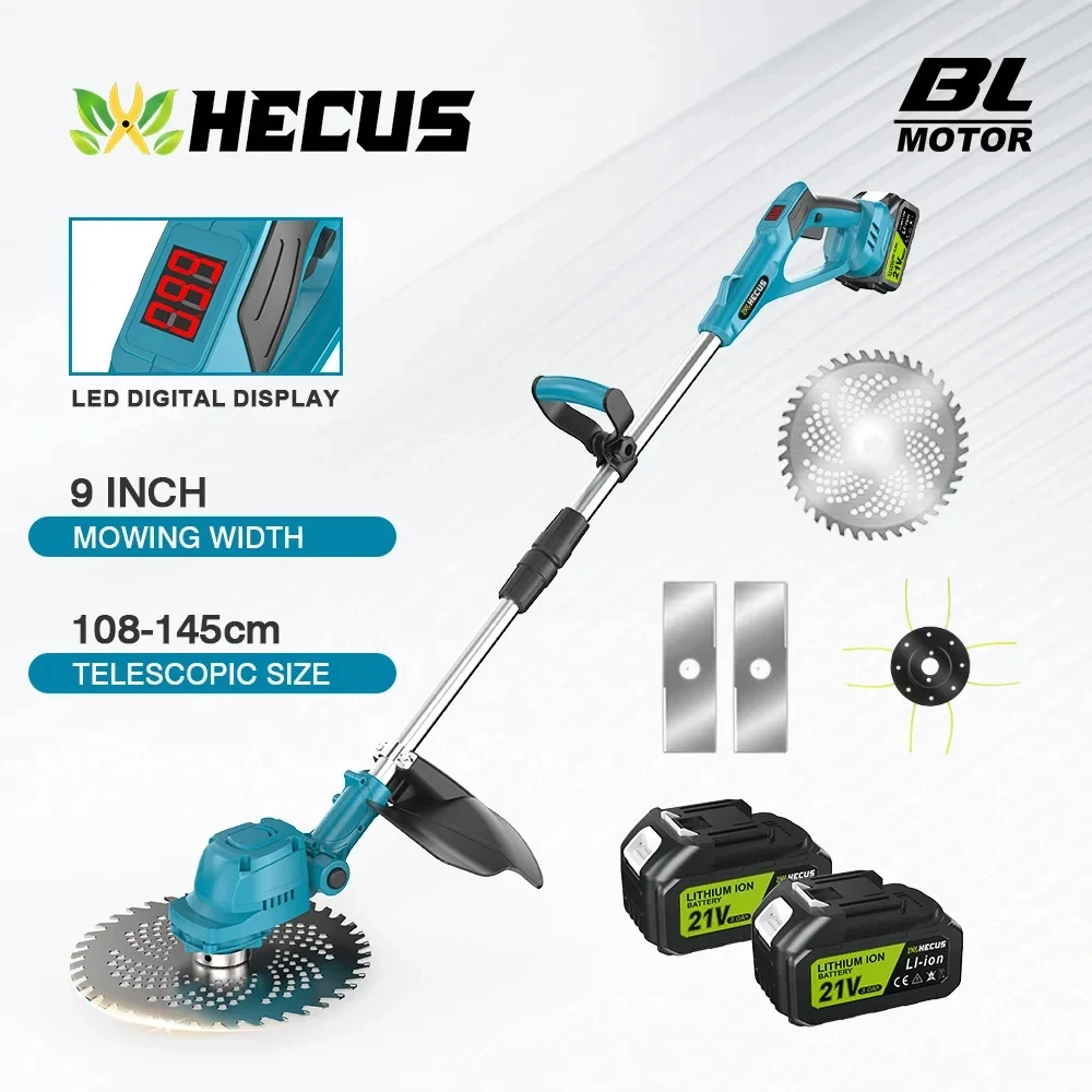 Gugd Бесщеточная электрическая газонокосилка 9-дюймовый аккумуляторный триммер для травы Регулируемый садовый резак Электроинструмент для Makita 18 В Батарейный штифт