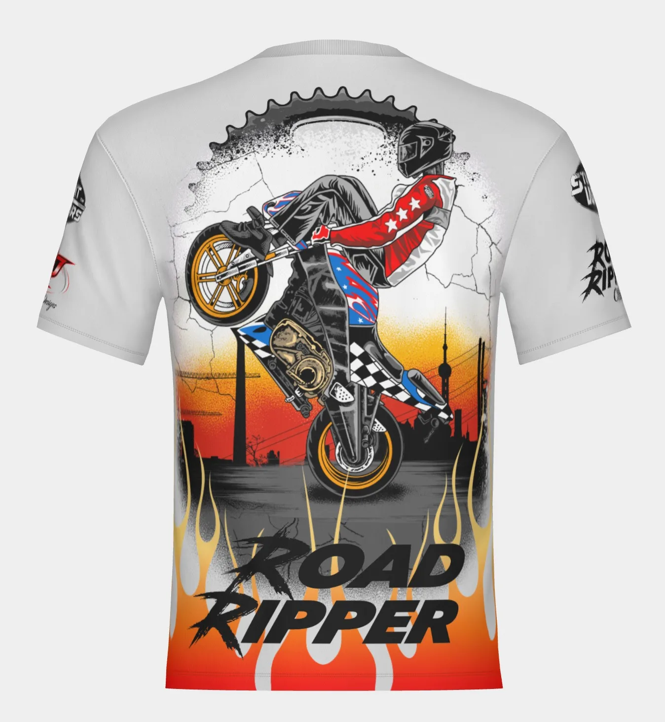 Men Short Sleeve Outdoor Shirt, Quick Dry & Breathable. Flame Gear Stunt Moto Graphic for Road Riders  Motorsport Fan Gatherings
