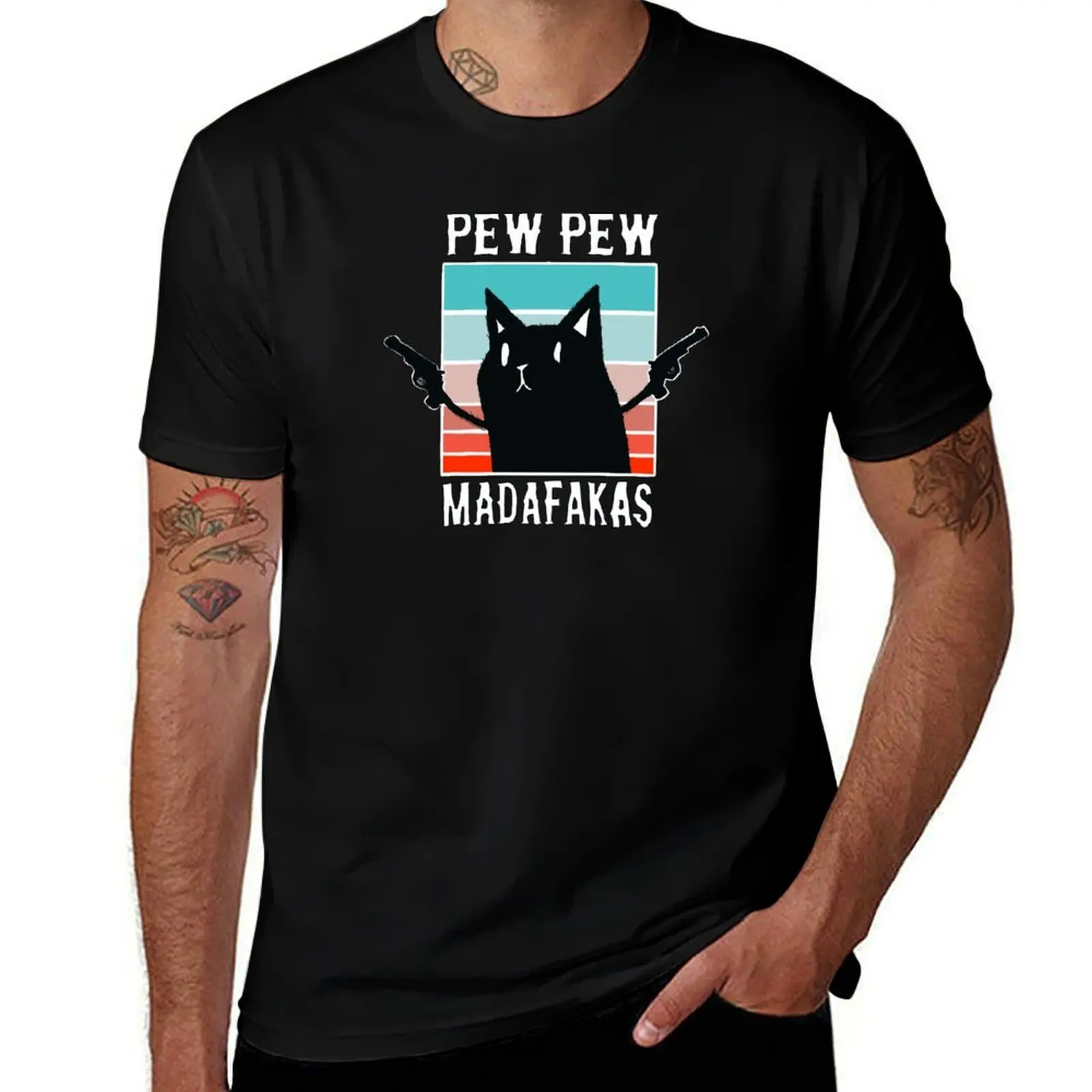 

Cat with PEW PEW T-Shirt aesthetic clothes anime figures oversized graphic tee custom t shirt mens graphic t-shirts funny