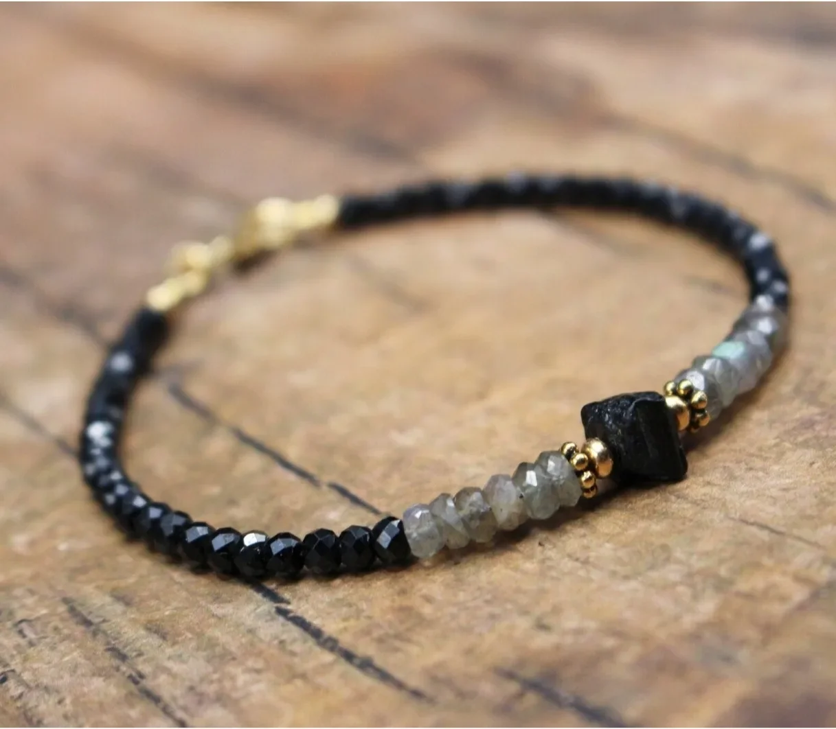 Black Spinel| Golden Filled Bracelet