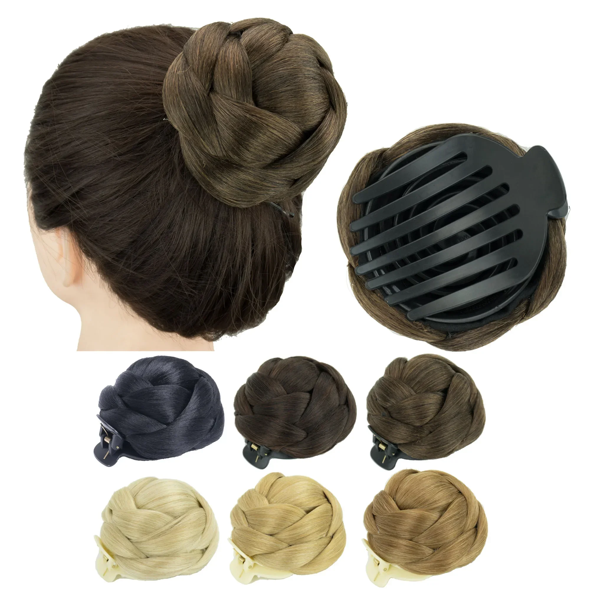 Syntetyczna spinka do włosów pleciony Chignon tancerz spinka do włosów pączek Scrunchies pazur sztuczny kok z włosów Cover Updo dla dziecka