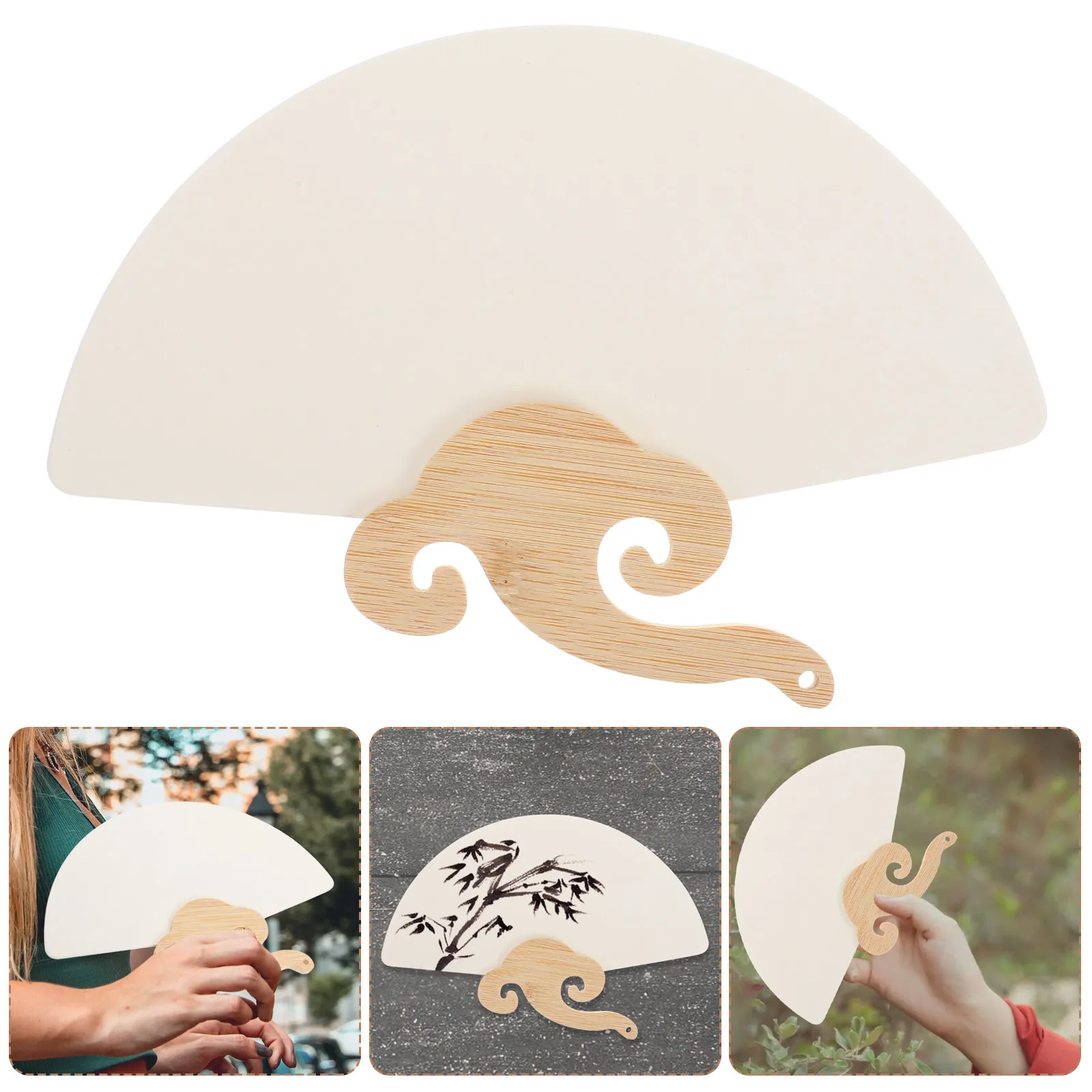 Lacquer Fan DIY Kit Blank Handheld Paper Fan Craft Supply for Painting Assembly Art Therapy Fun Relaxation Wedding Fans Bulk