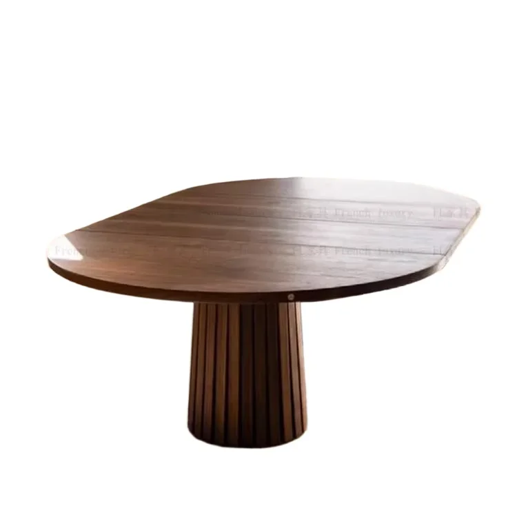 

North American black walnut solid wood oval dining table designer wabi wind Internet celebrity dining table