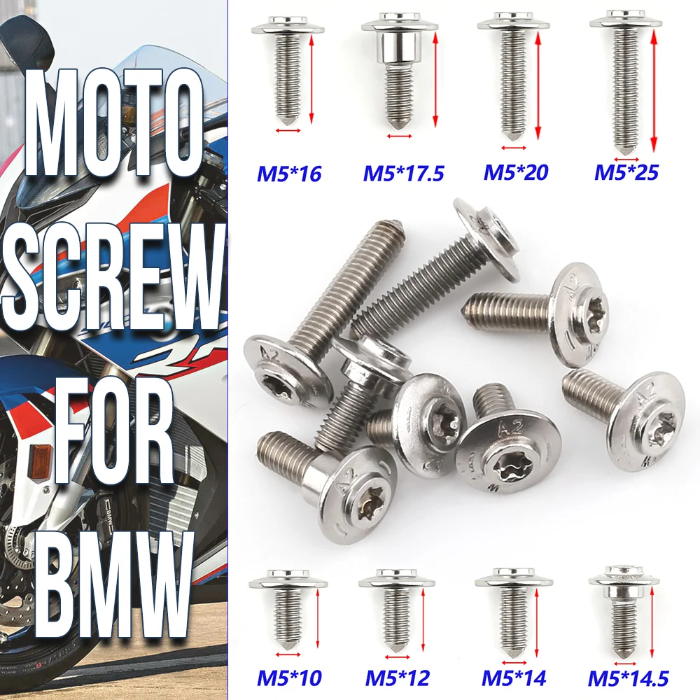 M5 Bolts For BMW S1000RR S1000R S1000XR M1000R S1000 R RR XR F900R F900XR Motorcycle Shell Stainless Steel Screw Accessories