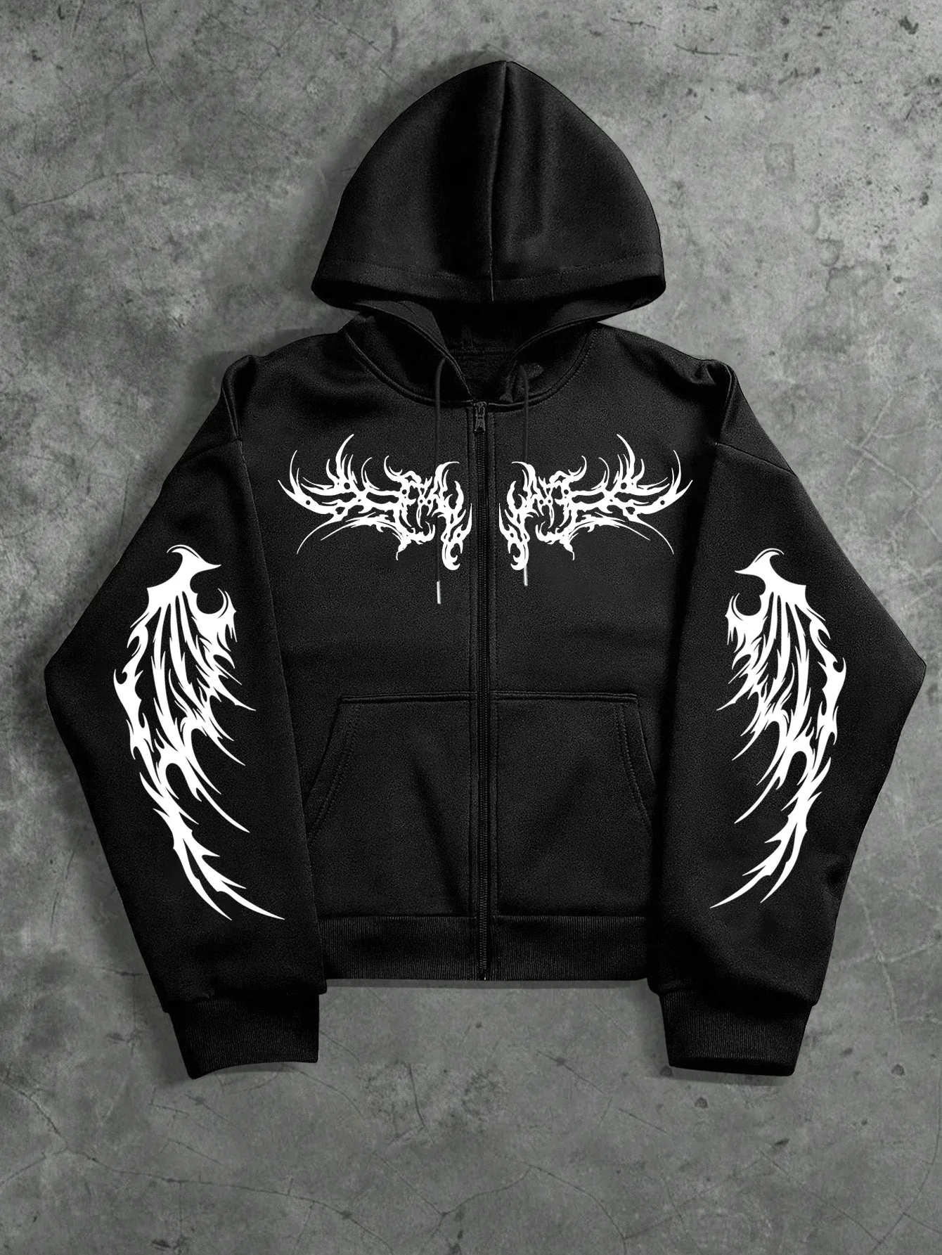 Men's and women's long sleeved loose zipper sweatshirt jacket, printed with a thorn pattern, made of warm and comfortable fabric