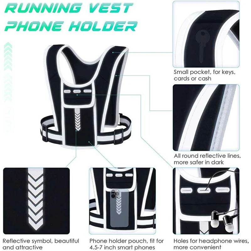 Reflective Running Backpack Lightweight Sports Running Phone Mobile Card Bag Water Running Bag Vest Sport Accessories Vest