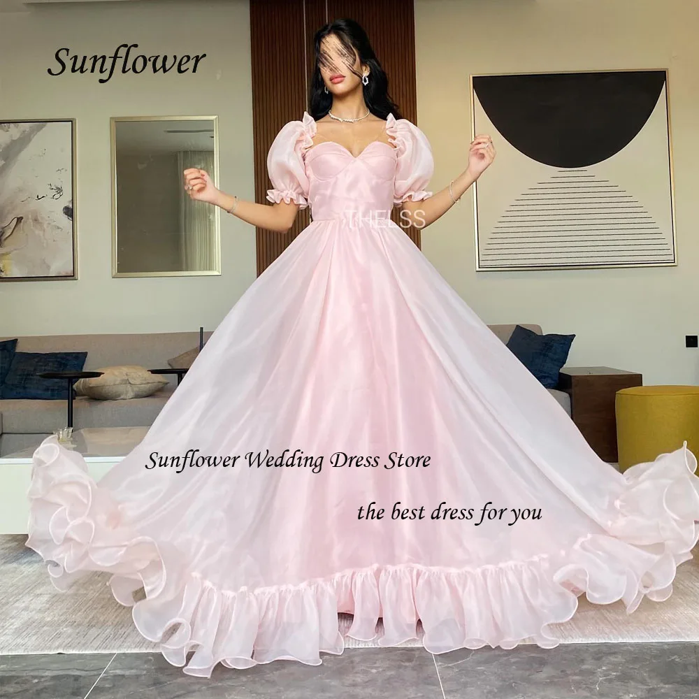 Sunflower Pink Sweetheart A-LINE Prom dress Princess dress 2024 Slim Organza Ocassion Gown Floor-Length Formal Evening Dress