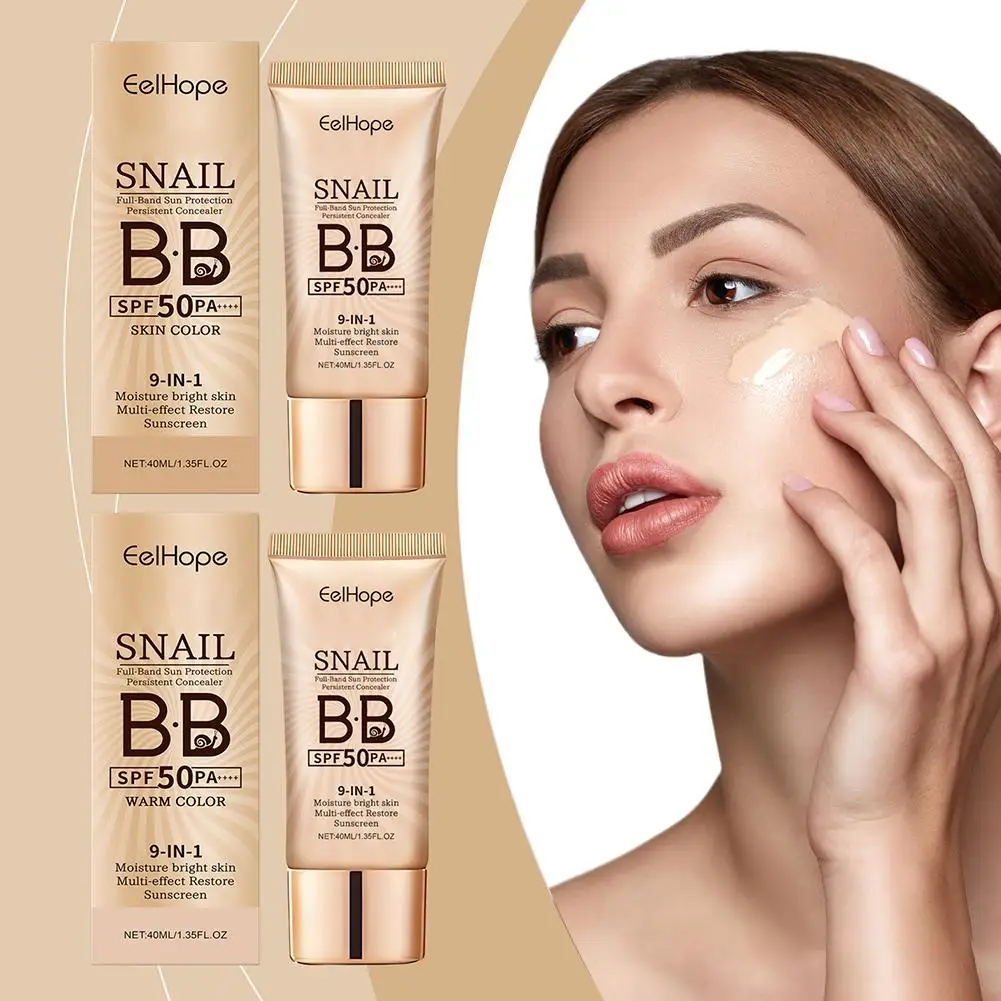 カタツムリ日焼け止め BB クリーム SPF 50 サンブロックメイクアップ保湿コンシーラーアイソレーションローションフェイスロングラスティング化粧品コンシール K0D3