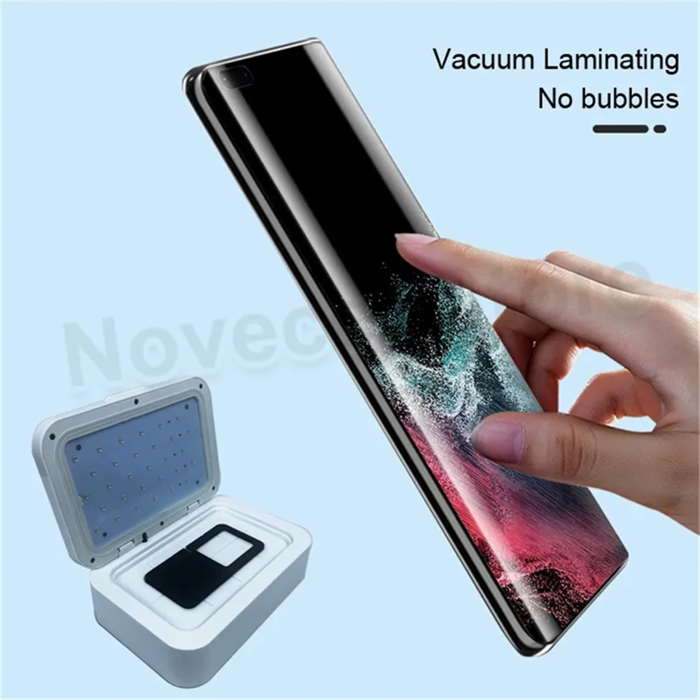 NOVECEL UV Curing Vacuum Laminating Machine for Flat/ Curved Screen Cell Phone UV Film Laminator Screen Protector Bubbles Remove