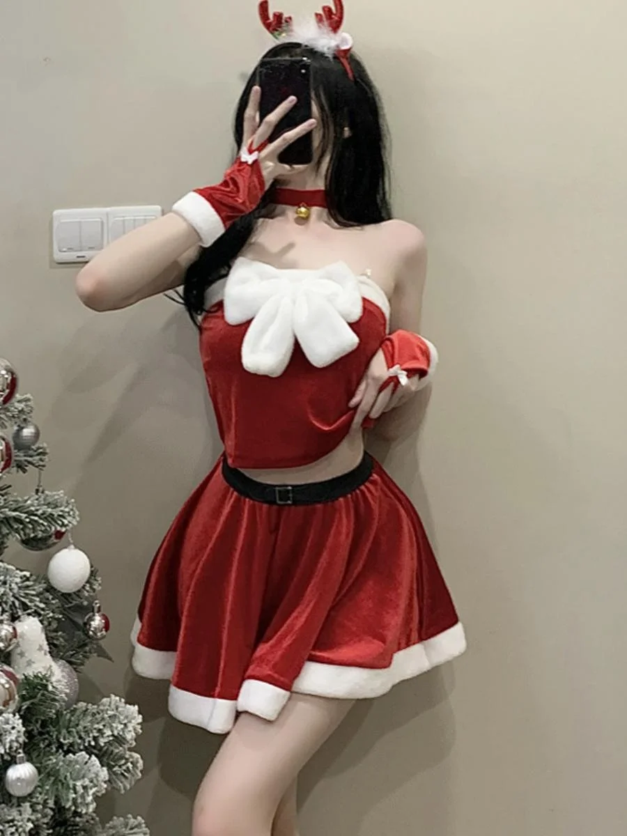 Xian cervos cisas feminino sexy cos ano novo robe doce internet famoso loween desempenho traje conjunto s9 palco outfit