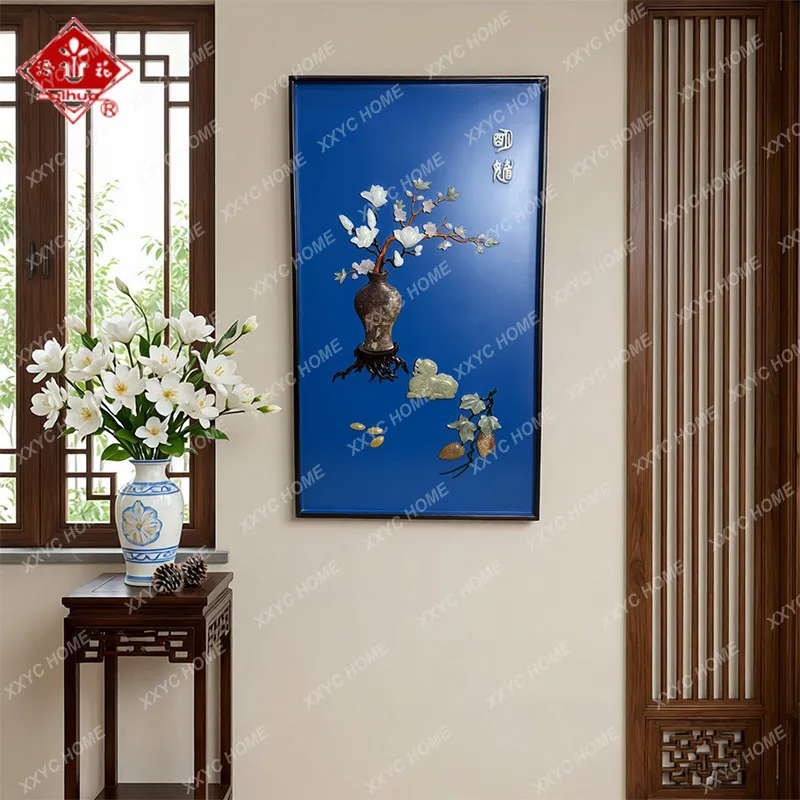 New Chinese bone stone inlaid hanging screen decoration home foyer entrance multi-scene use