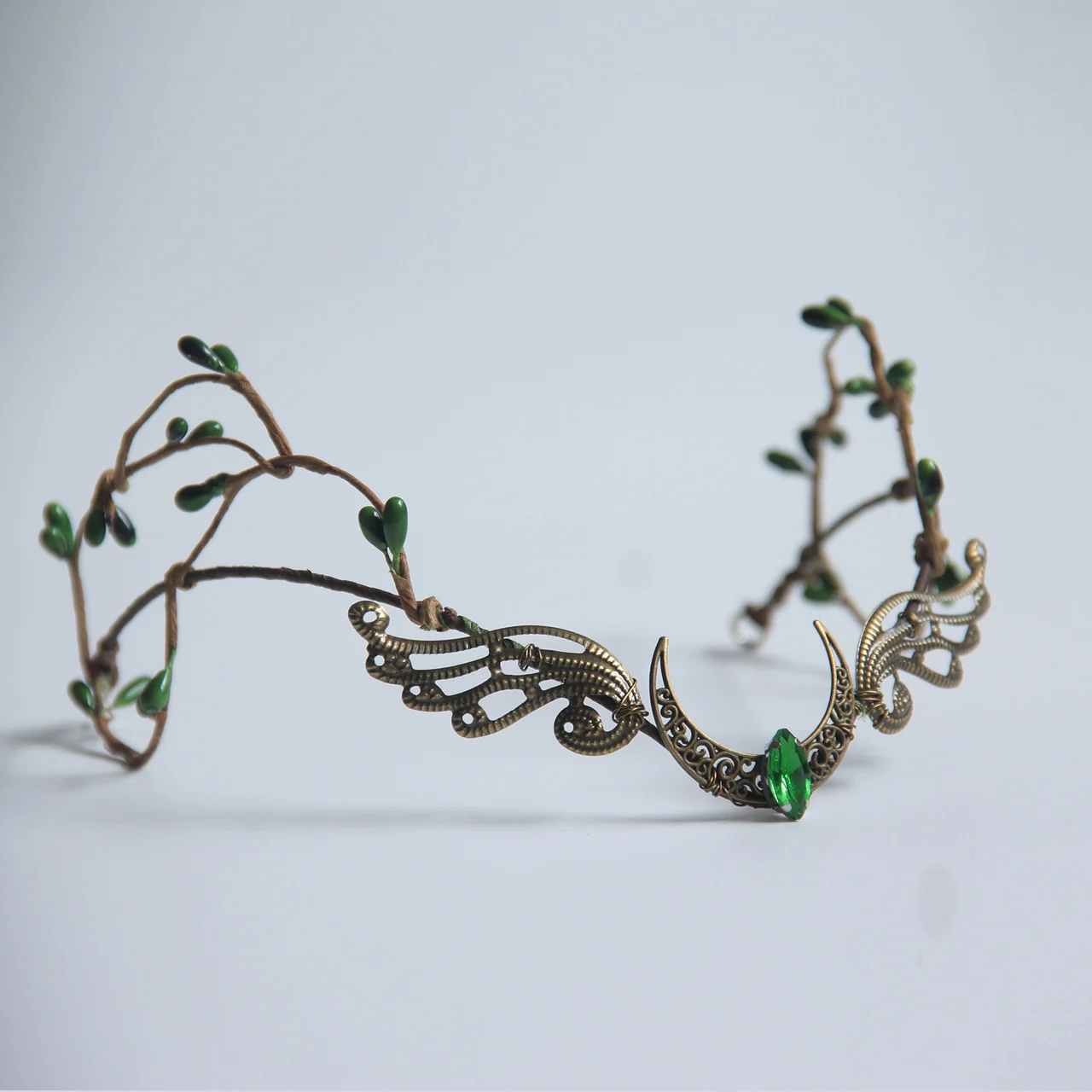 Moon Woodland Headband Tiara with Branches Fairy Crown Elf Crown For Women Wedding Bride Fairy Butterfly Costume Circlet Flora