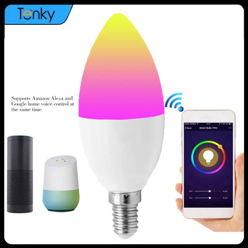 

3.0 Smart Candle Bulb Tuya Led Bulb 5w Rgbcw E12 E14 работает с Alexa Home