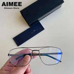 Denmark Brand Screwless Titanium Glasses Frame Men Women Square Ultra-light Prescription Eyeglasses Optical Blue Light Spectacle