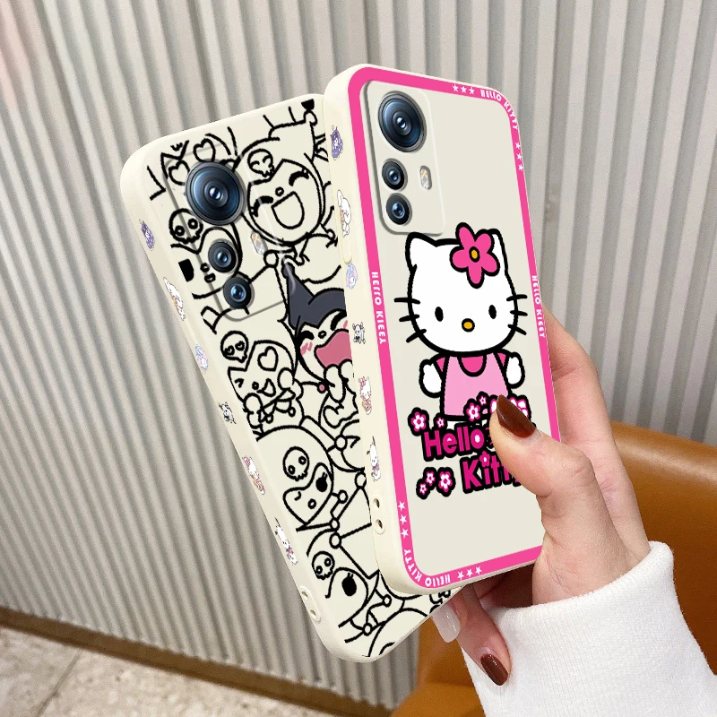 

Cute Hello Kitty Cinnamoroll Phone Case For Xiaomi Mi 13 12S 12 12X 12T 11i 11T 11 10 10S Pro Lite Ultra 5G Liquid Left Rope