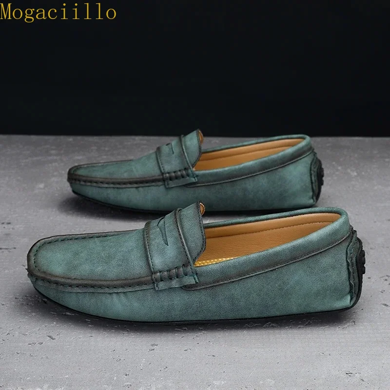 Hot Selling Classic Handmade Men's Loafers Leather Casual Shoes Soft Soled Flat Shoes Simple Outdoor Business Daily Shoes 48 49