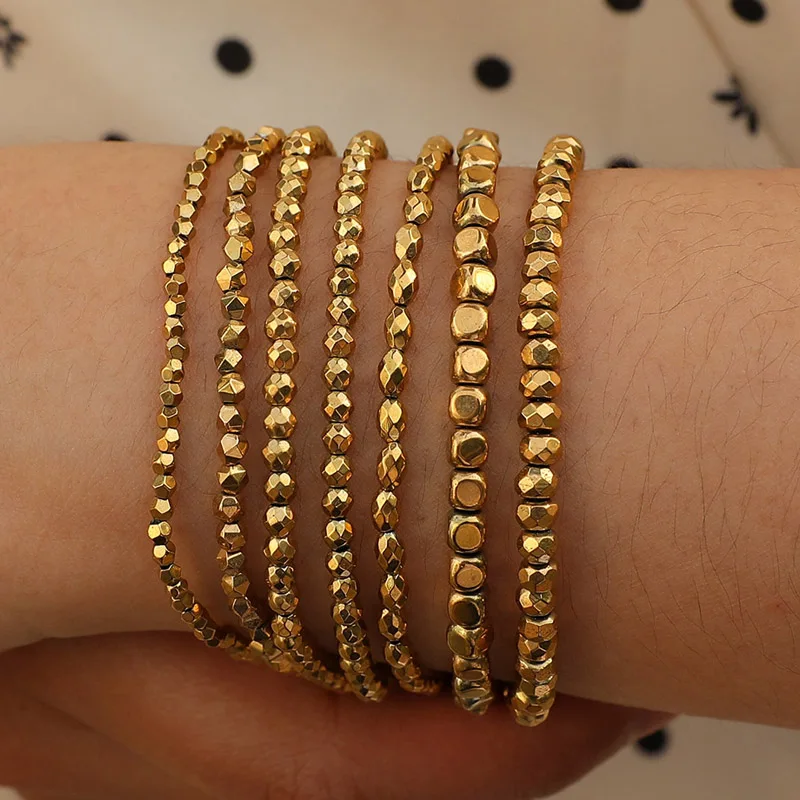 Verstellbares Perlen armband Natur gallenstein dehnbares elastisches vergoldetes Geschenk für Frauen Heils chmuck