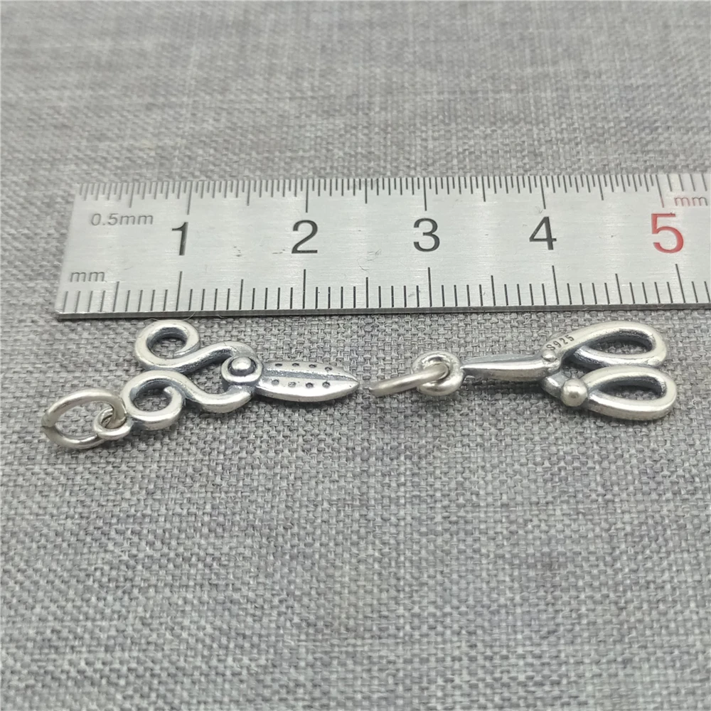 4 Sterling Silver Scissor Charms 925 Silver Hairdresser Small Pendant for Necklace