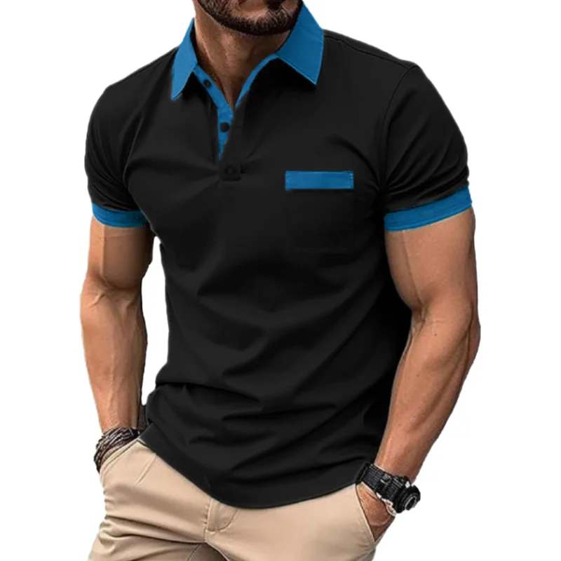 Spring Summer Oversize T-shirts For Men Short-sleeve Tee Lapel Cotton Men\'s Clothing Polo Shirt  Solid Shirts M-4XL