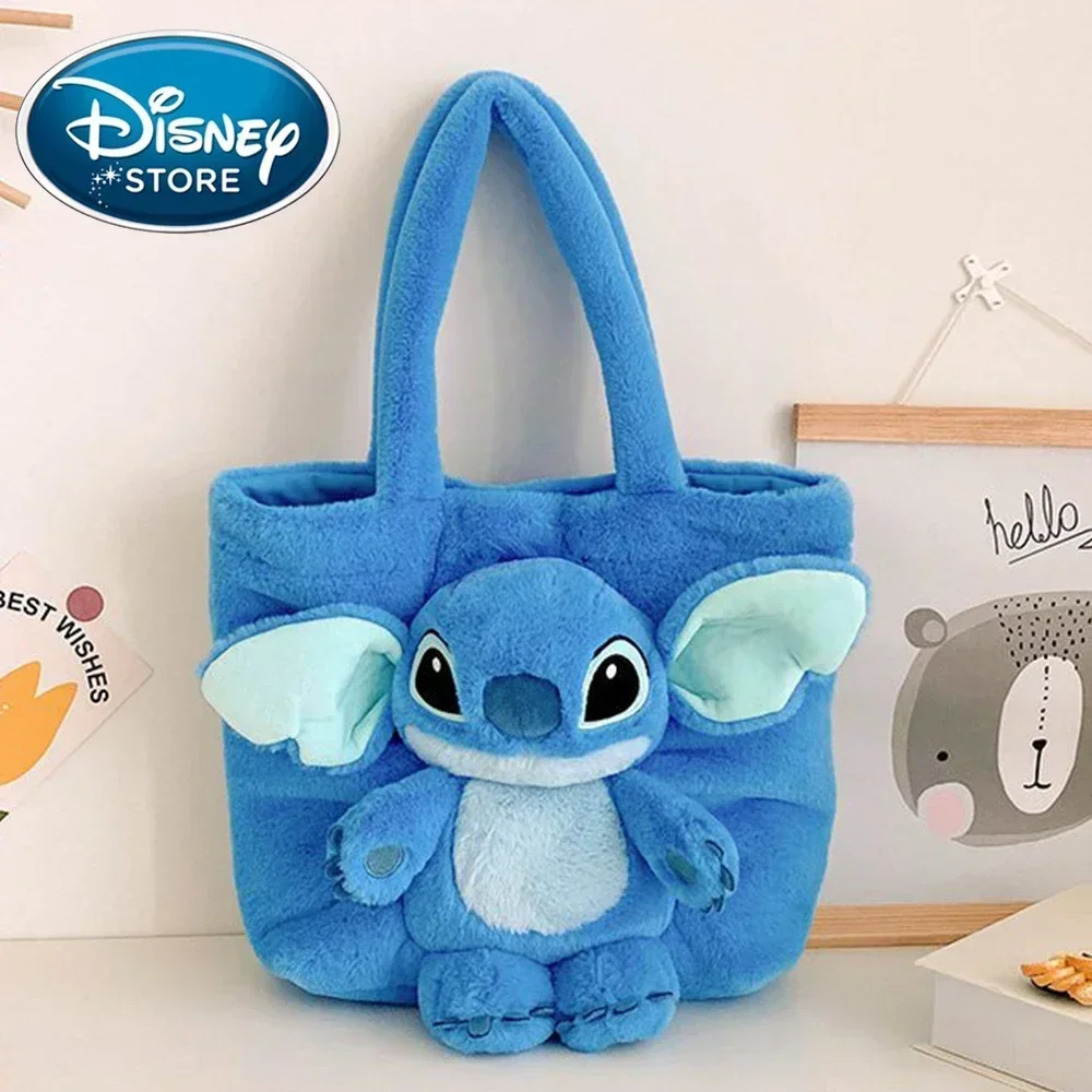 New Disney Plush Backpack Ins Japanese Blue Stitch Funny Cartoon Large-Capacity Student Backpack Kindergarten Bag Child Gift