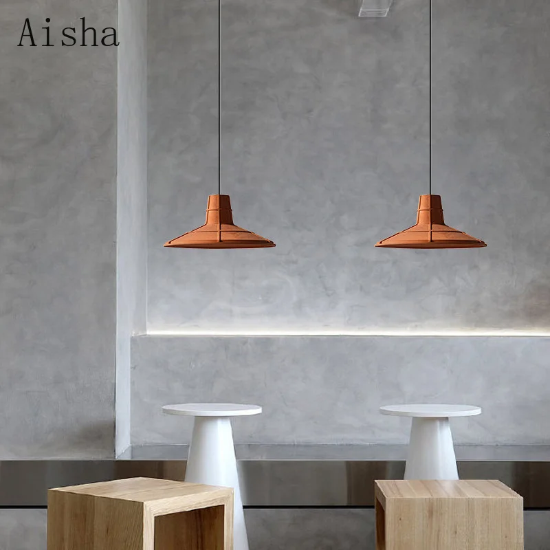 Nostalgic Industrial Style Cement Pendant Lamp Orange Cafe Hanging Light Nordic Living Room Dining Room Kitchen Bedside Decorate