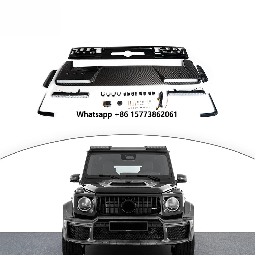 

New Arrival 2025y G Class W465 Front Roof Spoiler with Lights W465 Dry Carbon Front Lights Roof LED Car Upgrade Body Parts