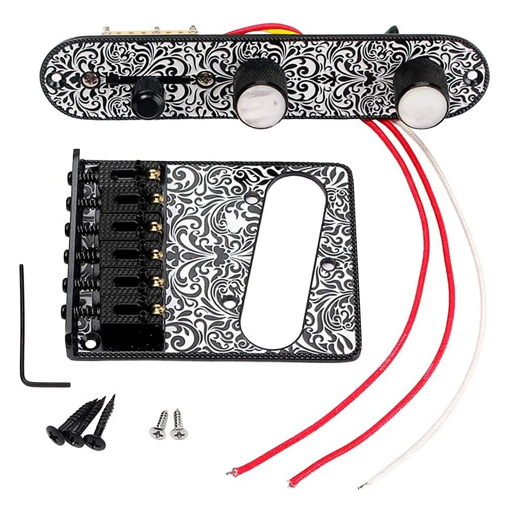 

Металлическая резьба, седло для электрогитары, мост, набор слотов для захвата, для замены гитары Telecaster, черный