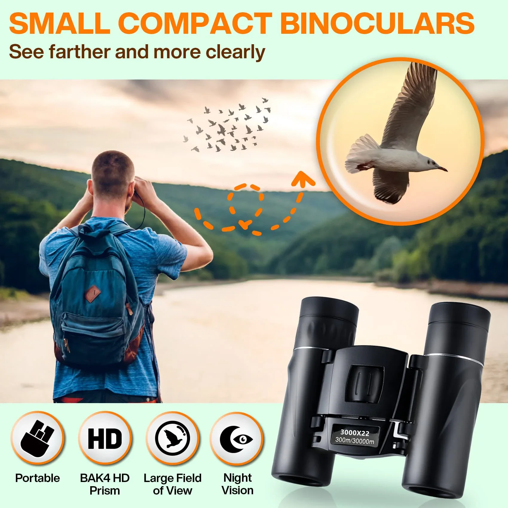 50000m 3000X22 Zoom Professional Powerful Binoculars Long Range Prismatic Portable Monocular BAK4 HD Telescope