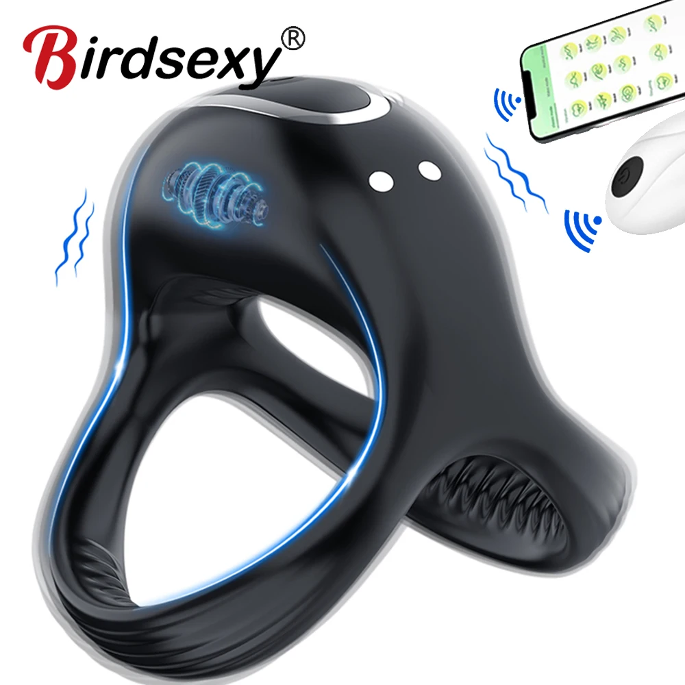 Wireless Bluetooth Vibrator Cock Ring Penis Delay Ejaculation Cockring for Man Sex Toys for Men APP Penisring Toys for Adults 18