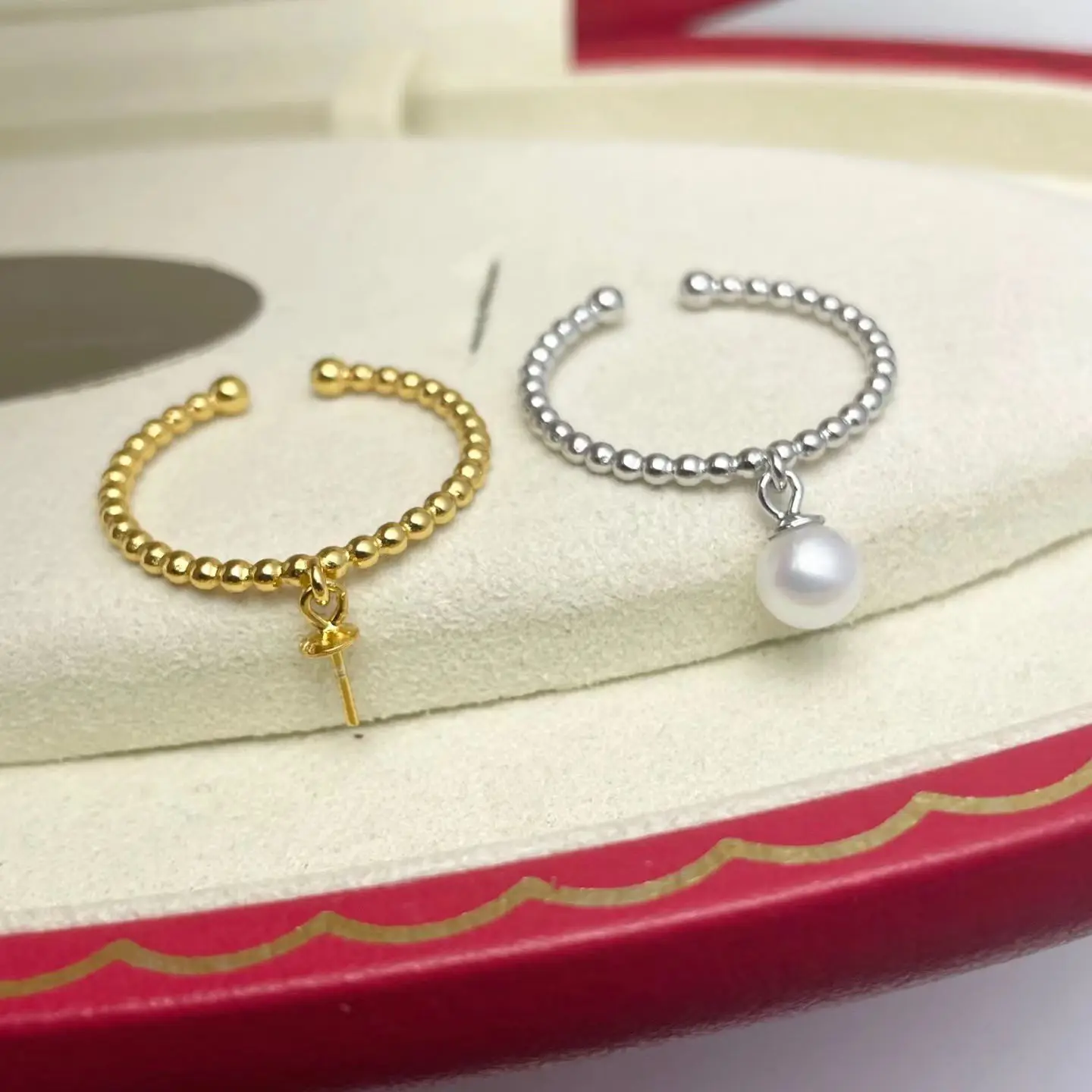 Wholesale S925 Sterling Silver Adjustable Ring Mount Settings Findings Mountings Accessory Parts for 5-6mm Pearls 5pcs/lot