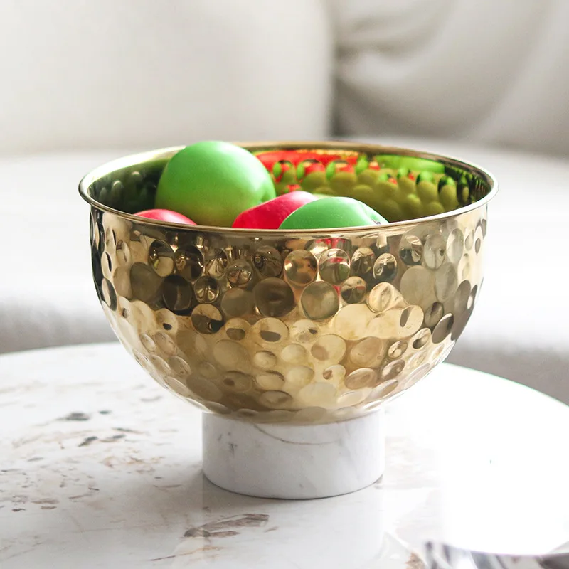 

Light luxury marble hammer fruit bowl decoration model hotel club villa art hammer fruit bowl decoration