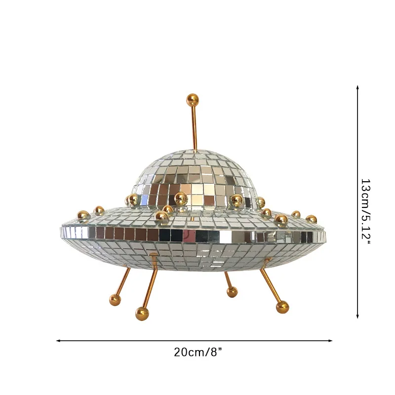 

UFO Mirror Disco Ball Reflective Ornament Creative Space Art Craft Vintage Funny Desktop Decoration Christmas Home Decor