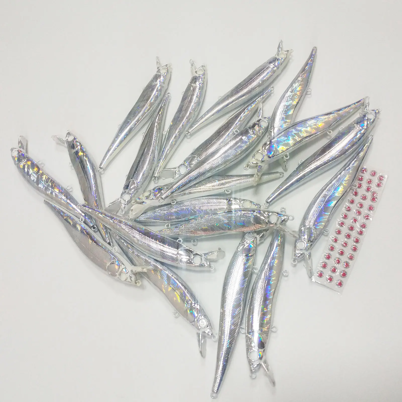 FREE FISHER 40pcs/Lot Fishing Unpainted Minnows KO Laser Slow Sinking DIY Blank Jerkbaits 12cm 12g Lures Holographic Swimbaits