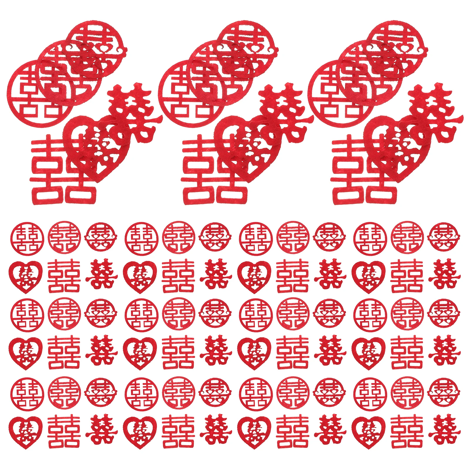 

120 Pcs Red Xi Character Confetti Decorations Wedding Party Chinese Style Table Centerpiece Banquet Scatter Lightweight
