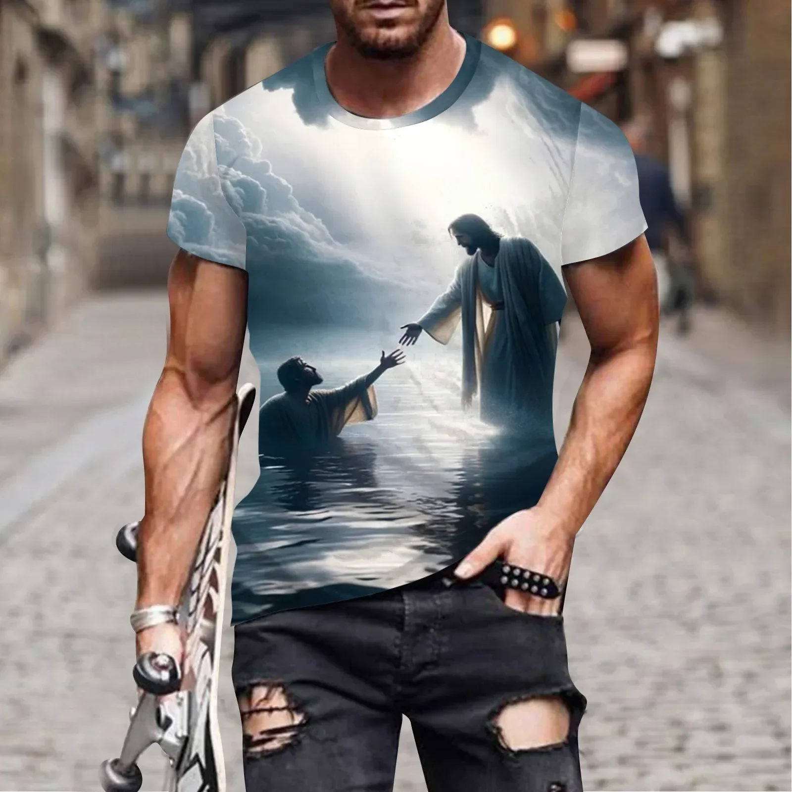 

Мужские рубашки Футболки Графический пакет Цифровая футболка с 3d принтом Рубашка с короткими рукавами Футболка с лацканами Пресс Harajuku Уличная одежда