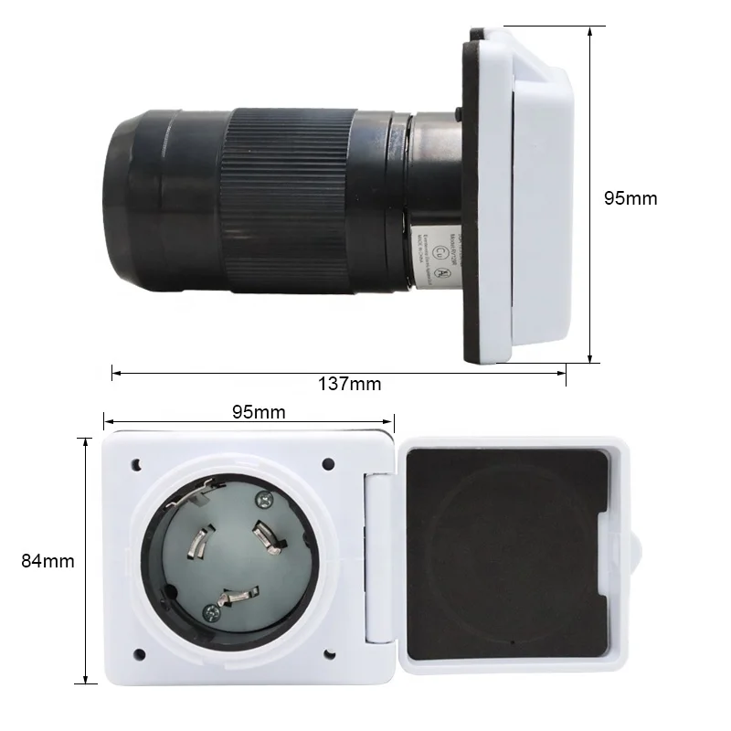 SS 2-50P RV Inlet 50amp 125/250V Power Inlet Male Inlet Power Socket For Trailer Boat Rv Accessories White/black