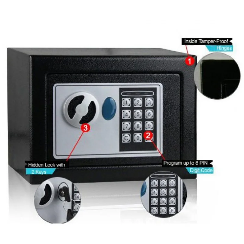 Digital Safe Box Safety Money Gun Electronic Lock Safe Fireproof Safes for Home Strongbox Small Cash Security Lockable Storage