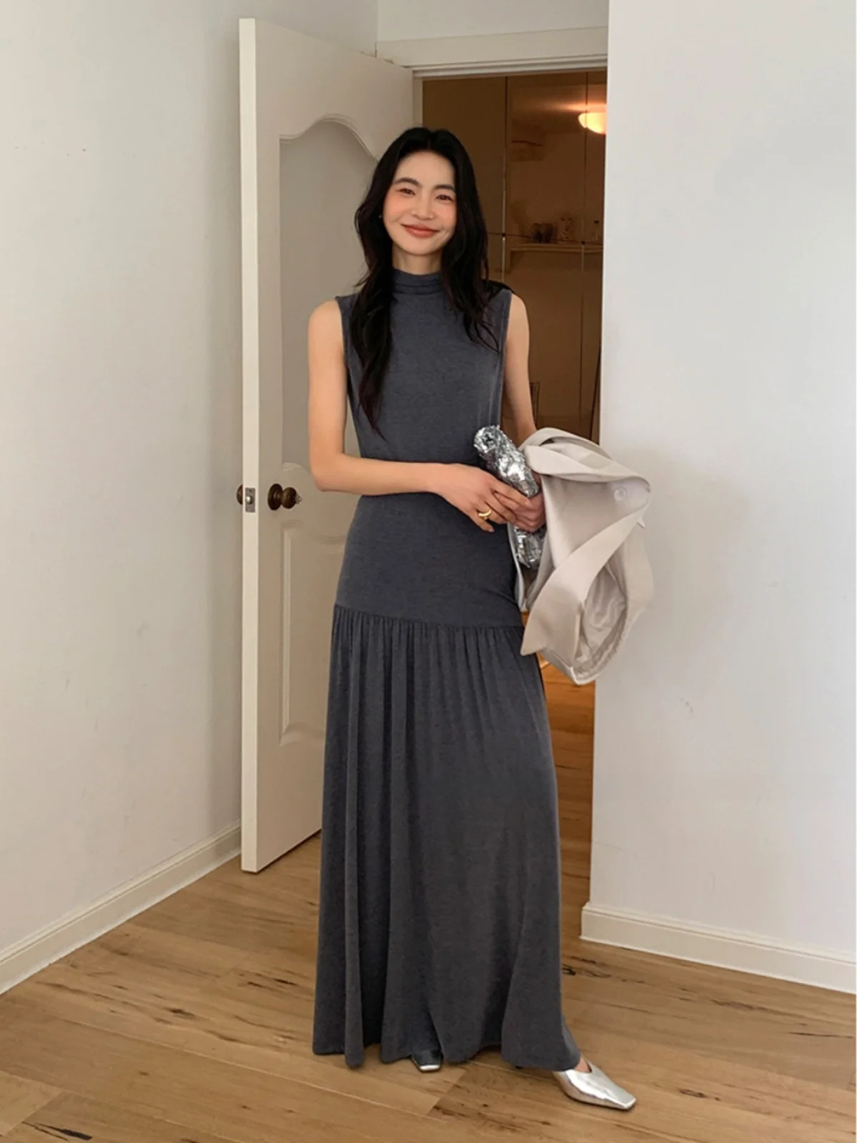 

Высококачественный летний женский комплект для похудения: мягкий, элегантный, с круглым вырезом, базовый, без рукавов