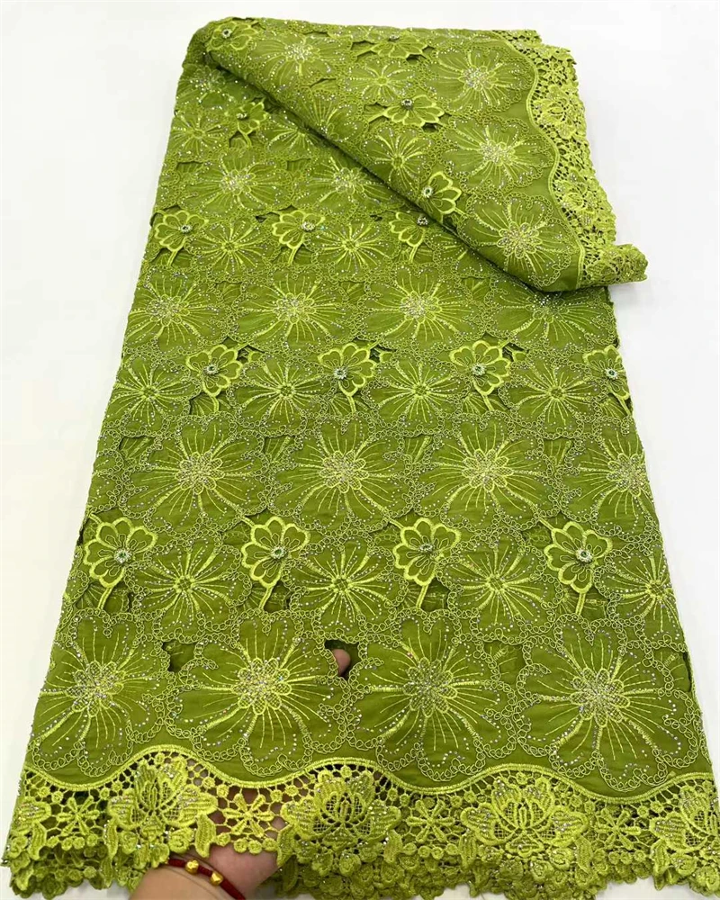 Nigerian High-Quality Tulle Lace Fabric for Sewing Wedding Dress Chiffon Party Guipure Embroidery Cotton 5Yard 2025