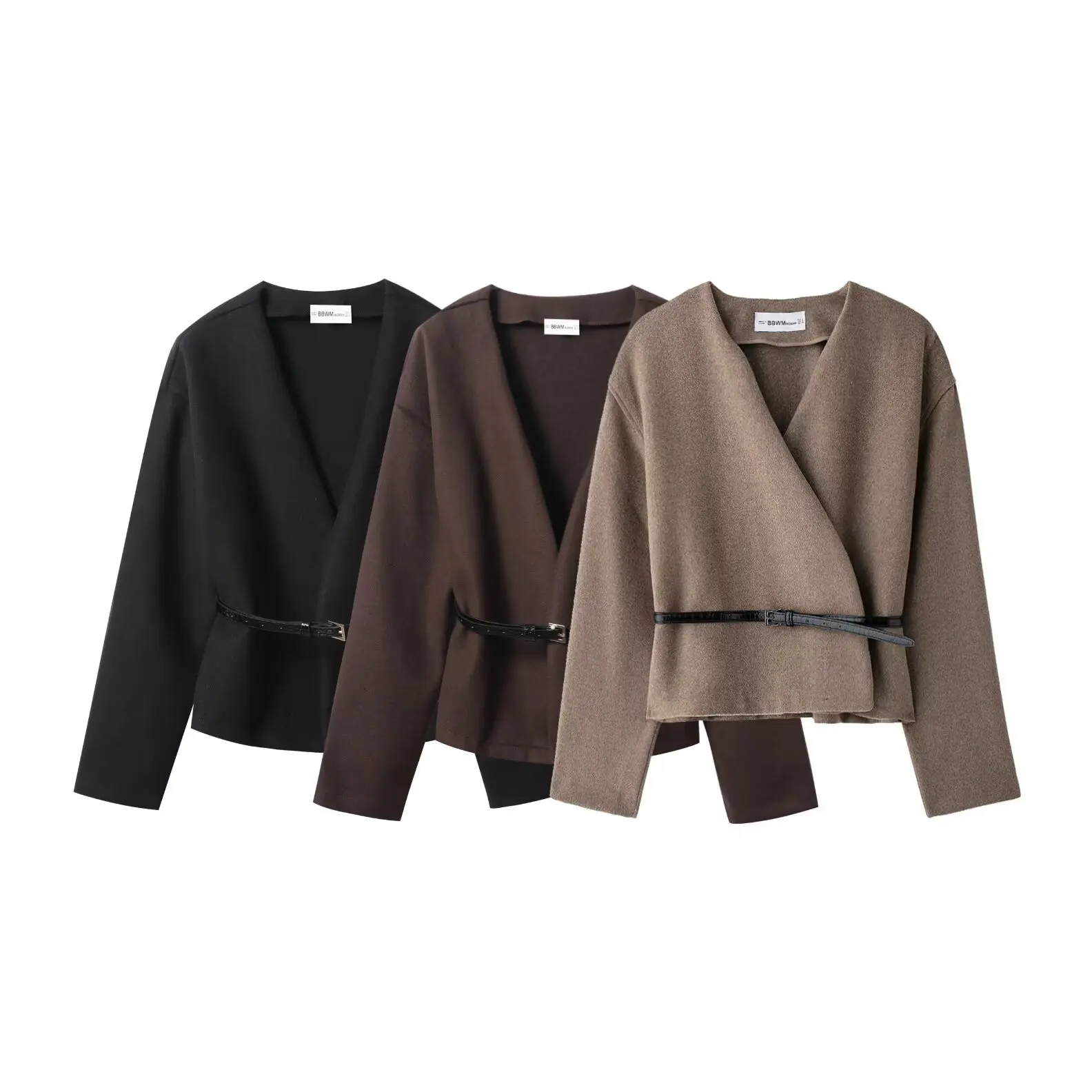 

Autumn/Winter New Arrival Soft-Lined Coat with Belt Stylish Women's Tie-Front Soft Collar Elegant and Fashionable Coat