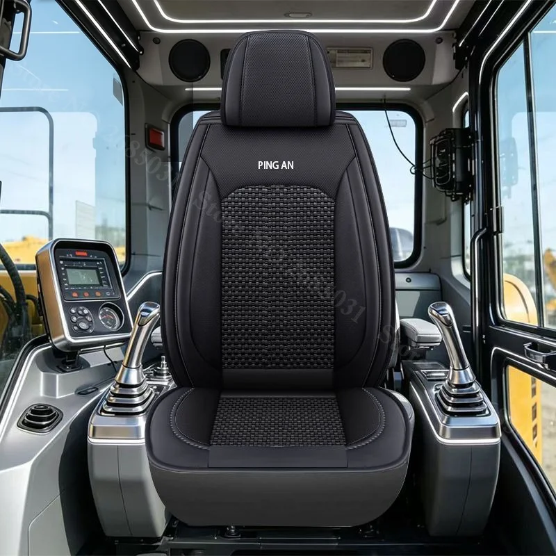 Ice Silk Leather Car Digger Excavator Loader Crane Seat Cover Cushion Protector For HITACHI DOOSAN CAT JCB LGCE Liugong Shanmon