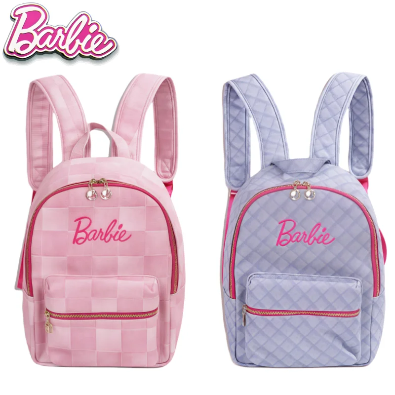 MINISO Genuine Barbie Student Backpack Travel Laptop Bag Maiden Skew Straddle Bucket Bag Decoration Cartoon Girl Holiday Gift