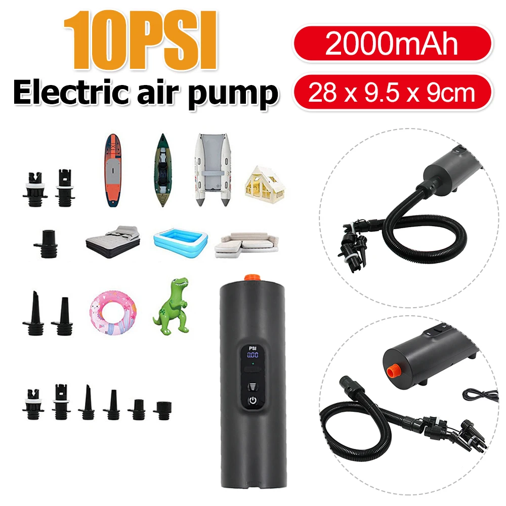 

Электрический воздушный насос 10PSI, цифровой воздушный компрессор SUP, надувной насос с автоматическим отключением, перезаряжаемый быстрый надувающий насос для каяков, лодок