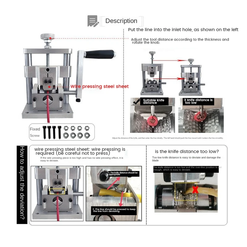 Wire Stripper Manual Wire Stripping Tool Scrap Copper Cable Peeling Machine Hand Crank With Hand Electric Drill Silver