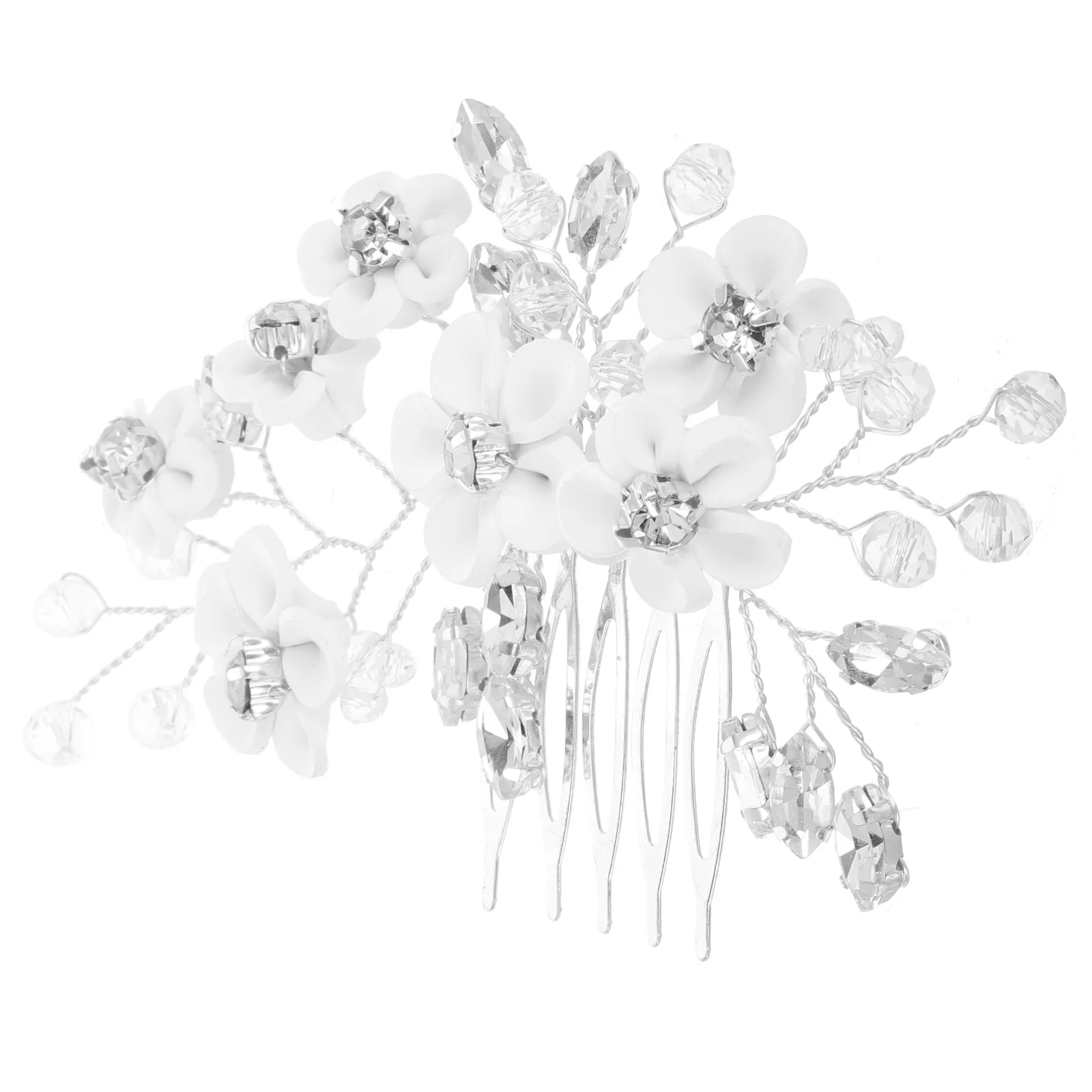 

Crystal Hair Accessories Soft Pottery Flower Comb Rhinestone Wedding Bridal Hairstyle Decor Piece Elegant Ceremony Party