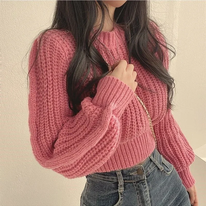 

Women Sweater Long Sleeve Top Knitted Pullover O-Neck Fashion Sweater Woman Winter Basic Female Clothing Soild OL Sweater