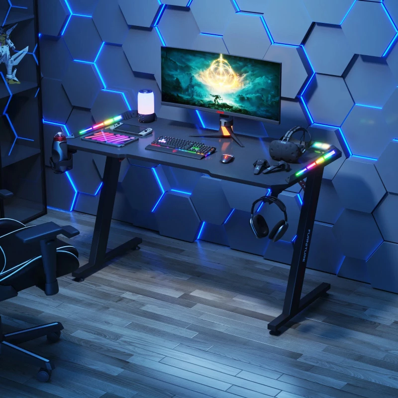 الجملة طاولات وكراسي مريحة سوداء مجموعة عالية الجودة RGB كرسي الألعاب مخصص رخيصة ألعاب الجدول