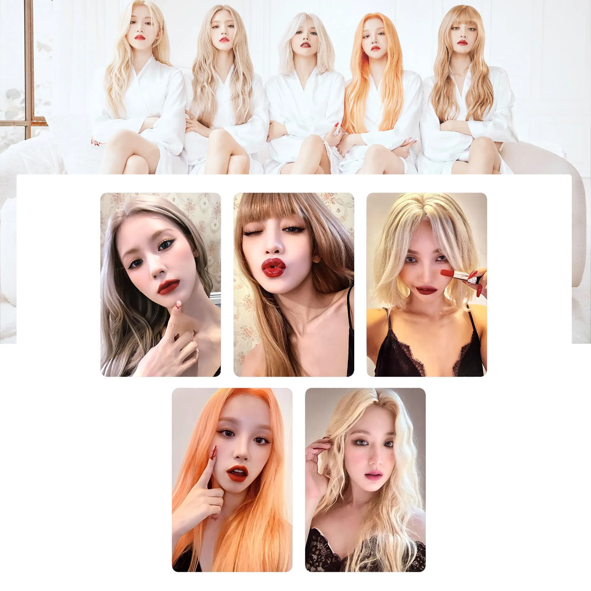 5 szt. KPOP (G)I-DLE 5st MINI Album uwielbiam fotokardy NXDE miedziany papier SongYuQi Minnie karty LOMO kolekcje fanów MiYeon