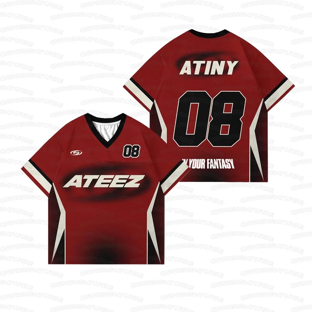 Summer Men's Women's Short Sleeve ATEEZ In Your Fantasy Tour Football Jersey kpop Album Casual T-shirt Tops Tee