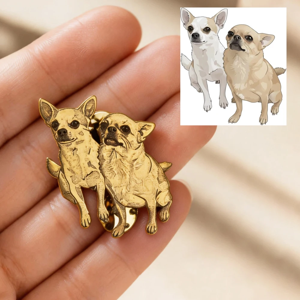 

Custom Engrave Pet Photo Pins Personalized Picture/Logo Stainless Steel Brooch 2D Flat Jewelry Gift For Men Suit Supplies